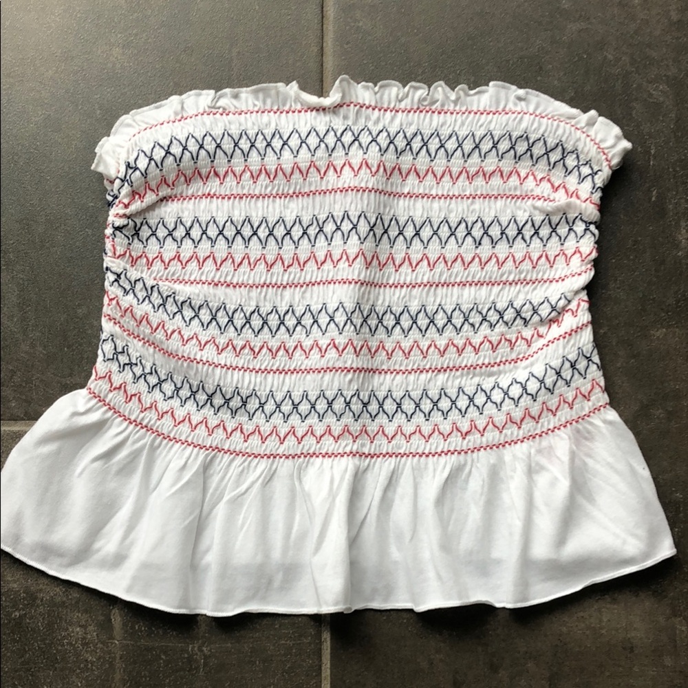 NWOT Red, White & Blue Smocked Tube Top